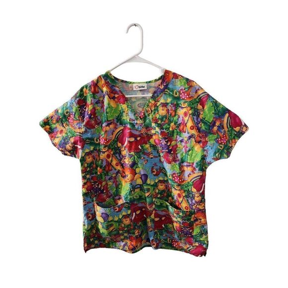 Life Scrub top L jungle animals giraffe - Picture 5 of 9